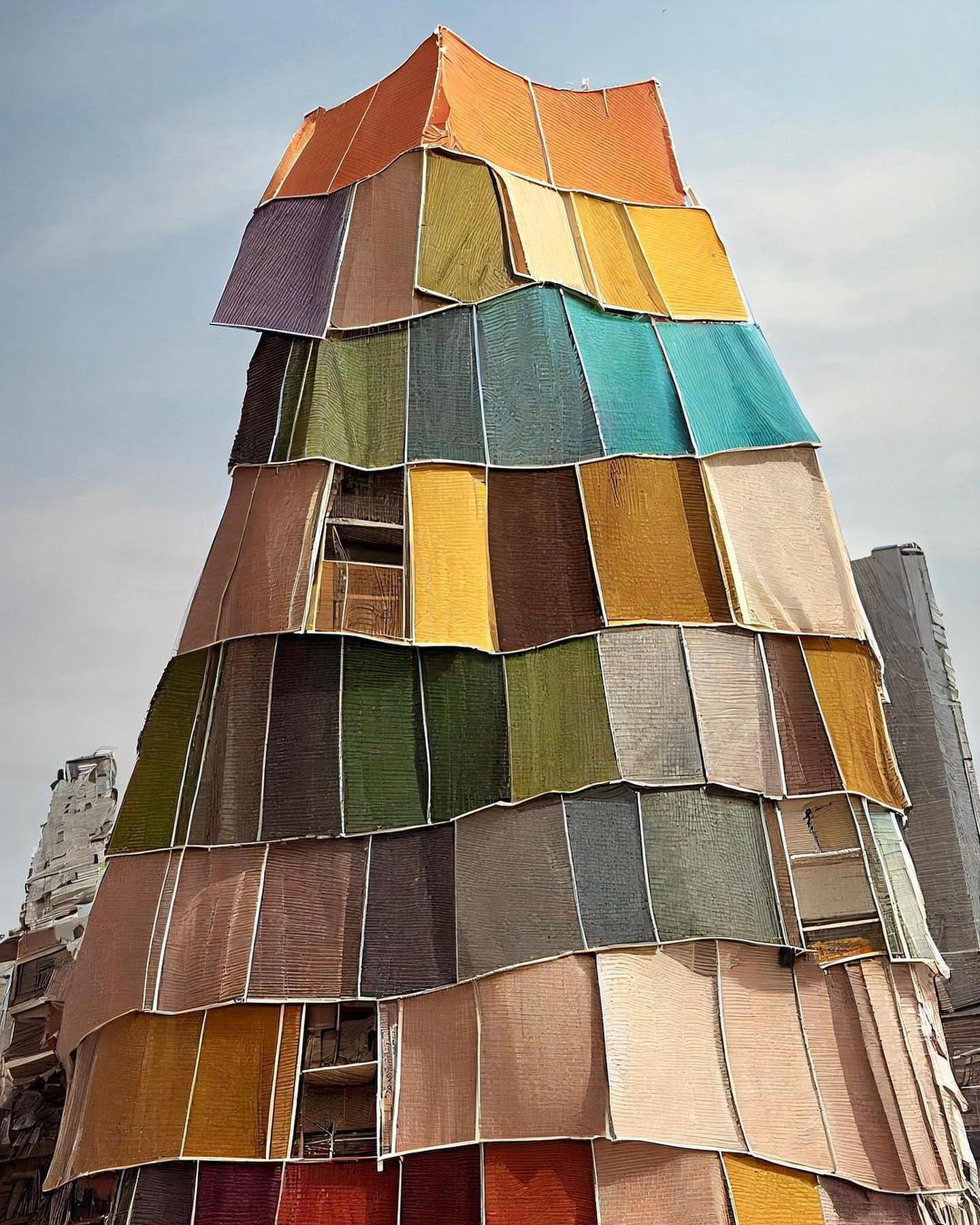 designboom magazine - #matsysdesign exploration of fabric towers with #midjourney #midjourneyarchite