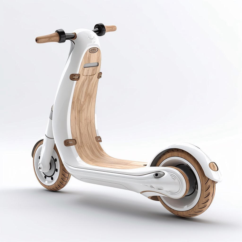 Timber futuristic electric scooter
